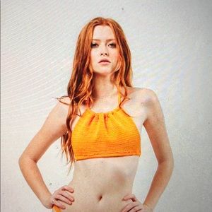 Indah Peanut smocked halter top - NWT